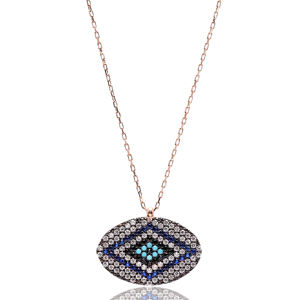 Ojo diseño turquesa circón piedra forma encanto colgante turco hecho a mano venta al por mayor 925 joyería de plata esterlina - Product Image 1