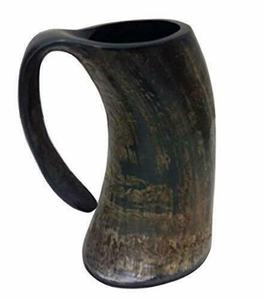 High Quality Highly Polished Handcrafted Viking Carving Ceramic Drinking Horn <b>Mug</b> Natural Horn India for Wine & <b>Beer</b> - Product Image 3
