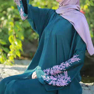 Robe Abaya Musulmane Modeste en Mousseline pour Femme, 100% Soie, Manches Longues, Maxi, Service OEM, Couleur Personnalisée, Adultes, Islam, Coupe Droite - Product Image 5