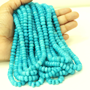 Cuentas de Ópalo Azul Únicas en Forma de Rondel Liso, Cuentas de Piedras Preciosas de Ópalo Azul de 7-9 mm, Cuentas de Ópalo de Calidad AAA - Product Image 1