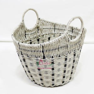 Artex Dong Thap Modern Farm Style Hand Woven Poly Rattan Iron Frame Eco-Friendly Storage <b>Basket</b> Portable Desktop Snacks Sundry - Product Image 1