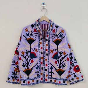 Veste Suzani en coton faite à la main, style bohème, broderie TNT colorée, manteau vintage tribal pour festival, vêtement d'extérieur, veste en coton Suzani - Product Image 1
