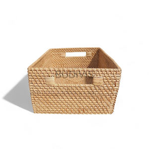 Cesta de mimbre natural al por mayor, cestas de mimbre decorativas rectangulares de almacenamiento para Estilismo de cocina - Product Image 4