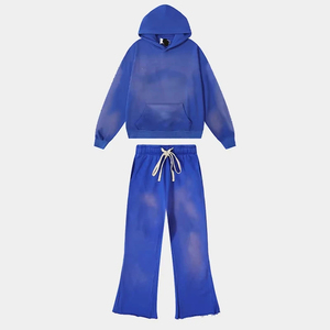 Survêtements streetwear pour hommes OEM, de haute qualité, sweat-shirt à capuche uni, ensembles de pantalons de survêtement et de sweat-shirt vintage, survêtements délavés à l'acide - Product Image 6