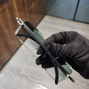 Gafas de Sol Rectangulares de Lujo para Hombre con Moissanita de Alta Calidad, Montura de Acero Inoxidable, Cristal Verde, Probador de Diamantes, Certificado GRA - Product Image 4