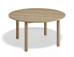 Mesa de Comedor Redonda de Madera Maciza Europea Moderna, Marca ARDENA, Fabricada por Expertos en Indonesia, Jawa Tengah, Estilo Atemporal para Apartamento - Product Image 2