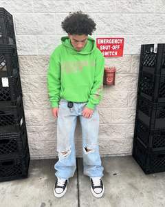 Haute qualité 100% coton Streetwear poids lourd hommes à capuche sans ficelle personnalisé ourlet brut sweat à capuche court avec sérigraphie - Product Image 3