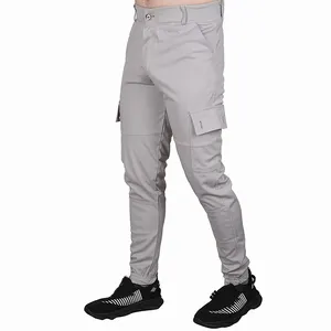 Gray Cargo Pants For Boys 6 Pockets Button Fly Wholesale Summer Outwear Men Cargo Trouser and Pants With Custom Label and Logo