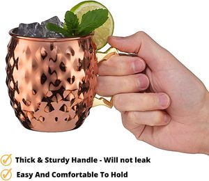 Premium Metal Quality Moscow Mule Beer <b>Mug</b> Pure Copper <b>with</b> Brass <b>Handle</b> Hammered Metal Cocktail Serveware for Bar Sale - Product Image 5
