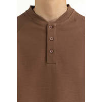 T-shirt décontracté d'hiver à manches longues et col rond en polyester tricoté pour homme - Coupe régulière unie, tissu respirant 220g, personnalisable avec marque privée