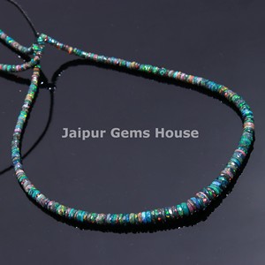 Vente chaude Naturel Noir Opale Éthiopienne À Facettes Pneu Forme Multi Opale De Feu Heishe Perles En Gros Perles D'opale Éthiopienne Bijoux - Product Image 4