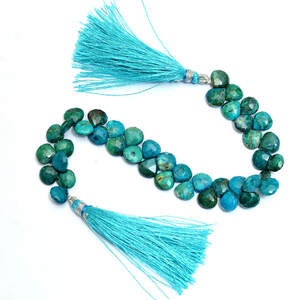 AAA + chrysocolla 9มม.-10มม. ลูกปัดหัวใจ briolette เหลี่ยมเพชรพลอยธรรมชาติ chrysocolla semiprecious - Product Image 1
