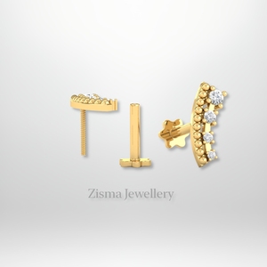 Pendientes de diamantes con curva de cartílago de lujo, joyería Piercing de oro sólido de 14K y 18K, diamantes cultivados en laboratorio Real VVS DEF, certificado IGI GIA - Product Image 3