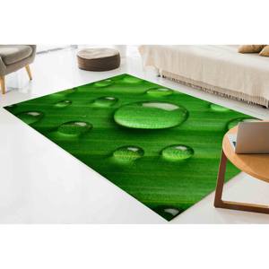 Tapis Goutte d'Eau Vert : Tapis de Couloir Style Ferme Botanique, Tapis Imprimé, Tapis en Chenille - Product Image 3
