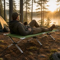Lit de camping pliable moderne en tissu Oxford 600D, léger, pour 1 personne, lit de camp portable, capacité de charge de 120 kg, tente de camping en plein air