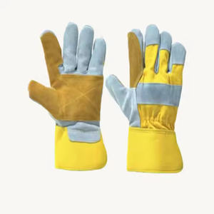 Guantes de trabajo ecológicos lisos de cuero dividido de doble palma para trabajo pesado Unisex 2025, seguridad de invierno, soldadura de jardinería para construcción - Product Image 4