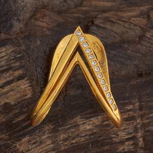 Bague de doigt vintage tendance en argent plaqué or 185408, en alliage de cuivre incrusté, motif géométrique en forme d'aile, cadeaux islamiques blancs - Product Image 1
