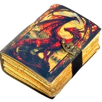 Carnet Grimoire Dragon Animal Fait Main 400 Pages en Cuir Véritable avec Papier à Bords Frangés Style Arbre de Vie – Cadeau Fête des Mères Classique