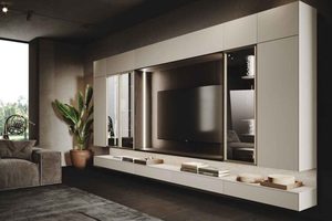 Luxury Modern Living Room Furniture Set Wall Unit Wooden <b>TV</b> <b>Stand</b> Cabinet with Glass Showcase - Product Image 5
