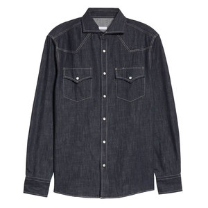 Chemises en jean personnalisées de couleur unie, chemises amples et ajustées pour hommes, chemises en jean grande taille de haute qualité pour hommes - Product Image 5