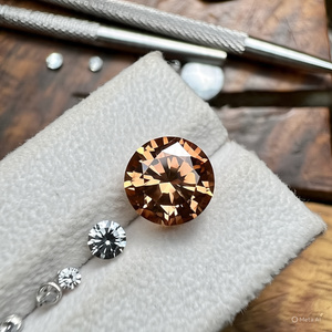 Moissanite de qualité supérieure, taille brillant, orange, cultivée en laboratoire, clarté VVS1, dureté Mohs 9.25, 8.5 mm - Product Image 5