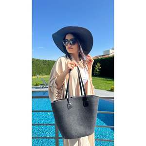 Black Straw <b>Hat</b> and Straw Bag Two-Piece Set, Shipped in a <b>Box</b>. - Cnt2005black - Product Image 6