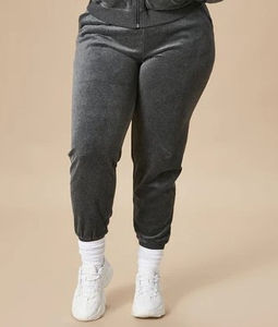 Ensemble de survêtement en velours pour femmes, taille plus, vente en gros, 2 pièces, polyester/coton, sport de gym - Product Image 5