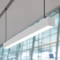Luminaire suspendu linéaire LED en aluminium de 1200 mm pour hall d'arrivée d'aéroport, 6000K, intensité variable, lampe de plafond pour terminal