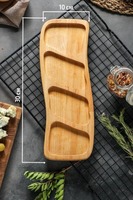 Verdeelde Teak Dienblad Hout Hapjes Serveren Gerecht Huishouden 4 Compartimenten Snack Droge Fruitplaat Snoepschaal