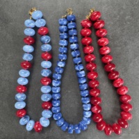 Collier de perles colorées surdimensionnées en pierre naturelle, avec pendentif cœur en ambre réglable, bijoux mignons pour boutiques
