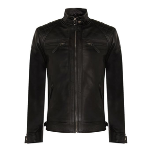 Chaqueta de motociclista de cuero bordado con diseño de logotipo personalizado con cremallera chaqueta de calle universitaria clásica elegante para hombre - Product Image 5