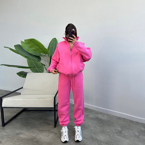Wholesale Custom Logo Unisex Hooded Tracksuit Set Cotton <b>Zipped</b> Autumn Winter Quality <b>Sweatshirt</b> Two Piece Comfort Casual - Product Image 1