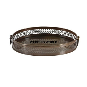 <b>Table</b> Ware Galvanized Serving <b>Tray</b> <b>Round</b> Shape Handmade Hot Selling Luxury Dinnerware Tabletop Wholesale Metal Serving <b>Tray</b> - Product Image 2
