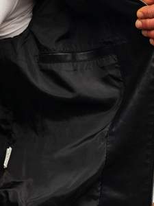 Chaqueta de Cuero para Hombre, Estilo Casual, con Capucha, Cierre de Cremallera, Color Sólido, Talla Grande hasta 8XL, Estilo Motero, con Bolsillos de PU, para Otoño e Invierno - Product Image 3