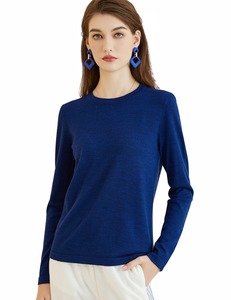 T-shirt pour femme en laine mérinos 100%, mode automne-hiver, col rond, manches longues, tricot doux, sous-vêtement de base, vêtements - Product Image 1
