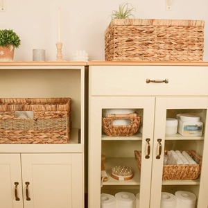 Panier en jacinthe d'eau tissé à la main avec poignée, panier de rangement pour la décoration de la maison, panier en jonc de mer de haute qualité, fabriqué au Vietnam - Product Image 2