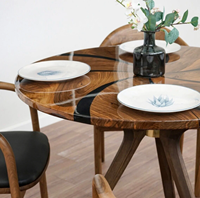 Table de salle à manger/cafetière de luxe moderne en bois d'acacia et résine, faite à la main, imperméable, personnalisable, pour salon, retraite, mariage, condoléances
