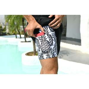 Bañador para hombre, pantalones cortos con forro de compresión, traje de baño de tela de secado rápido, traje de baño de cintura media, pantalones cortos estampados para hombre - Product Image 3