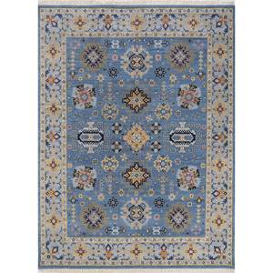 พรมขนสัตว์คลาสสิกสีฟ้าซาวานา ลายเมดัลเลียนรูปสี่เหลี่ยมผืนผ้า ลายเพชร ลายภาพนามธรรม สำหรับตกแต่งบ้านและทางเดิน รุ่น EPR-1506 - Product Image 1