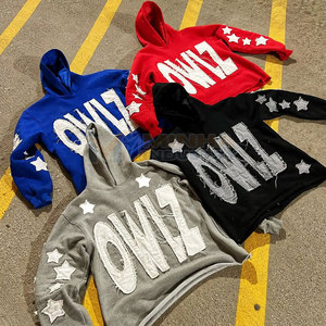 Sweat-shirt à capuche pour homme avec broderie usée, coupe décontractée, streetwear, pour un usage quotidien, léger, sweat-shirt à capuche pour homme avec broderie usée - Product Image 2