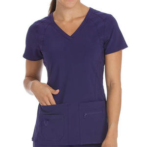 Vente en gros de hauts de gommage médicaux pour femmes, maillots de bain confortables avec poches et uniformes médicaux flexibles en matériau respirant - Product Image 2