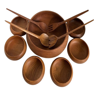 Élégant petit bol en bois cuillère fourchette acacia salade bol de service disponible en design personnalisé - Product Image 5