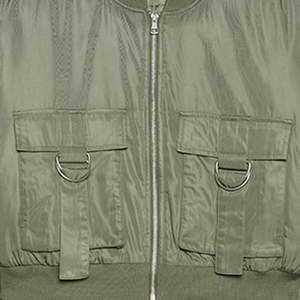 Chaqueta Bomber Unisex Odd Color Caqui con Acabado Satinado, Cierre Frontal con Cremallera, Estilo Casual Urbano, Cuello en V, Esencial para Primavera, Impermeable y Reversible - Product Image 4