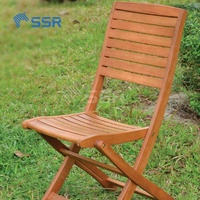 Ensemble de table d'extérieur en bois massif SSR VINA - Chaises et bancs pliables imperméables - Meubles d'extérieur de haute qualité