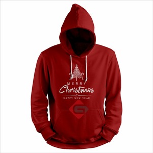 เสื้อฮู้ดแขนยาวแบบสวมหัวสำหรับผู้ชายเสื้อมีฮู้ดพิมพ์ลายเต็มตัวพิมพ์โลโก้คริสต์มาส - Product Image 1