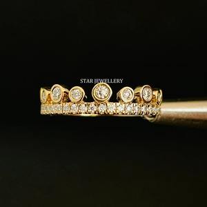 Juego de bisel de oro macizo de 14 quilates Anillo estable de diamantes naturales. - Product Image 4