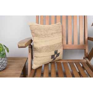 Vintage Patterned 14x14 Inch Kilim Wool <b>Rug</b> Beige <b>Rustic</b> Kilim <b>Rug</b> Woven Technique - Product Image 2