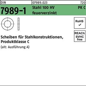 แหวนรองเหล็กแบน DIN 7989-1 30/33 X 56 X 8 มม. 100HV ชุบกัลวาไนซ์แบบจุ่มร้อน 50 ชิ้น - Product Image 1