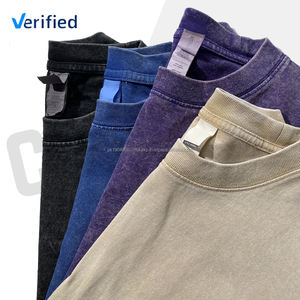 2025 Primavera Verano Vintage desgastado lavado hombres camisetas de gran tamaño personalizado su propio logotipo 100% algodón pesado lavado ácido camiseta - Product Image 2