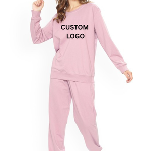 Botones de encaje sólido de moda, conjuntos de cordón largo de 2 piezas, fabricante OEM de algodón de talla grande para mujer, moda de calle informal elástica elegante - Product Image 1